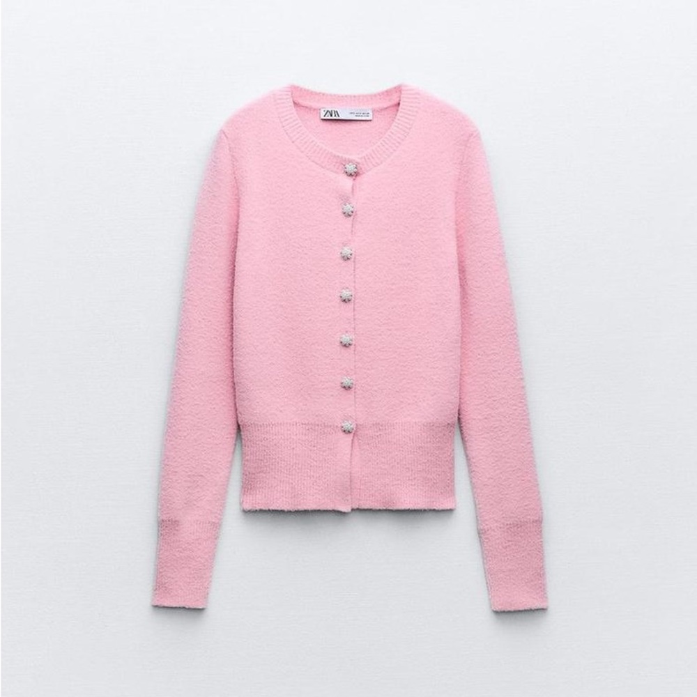 Zara Pearl Button Knit Cardigan